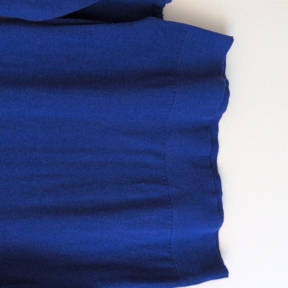 Kate Spade Womens Large Ruffle Crewneck Sweater Blue Preppy Coquette Classic - Picture 2 of 8